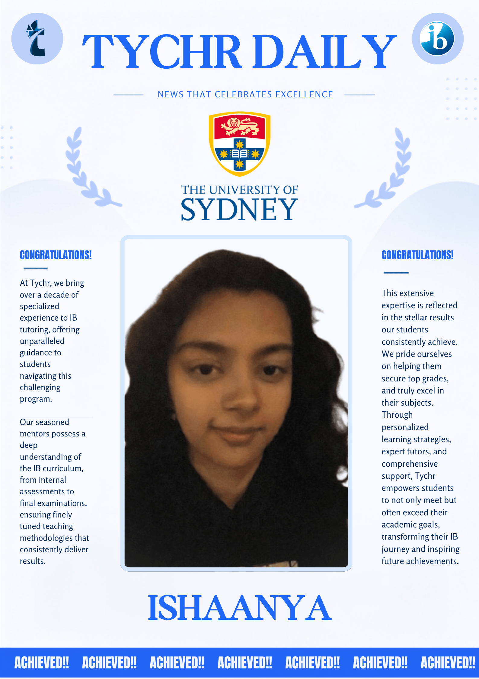 Student placed in a top university